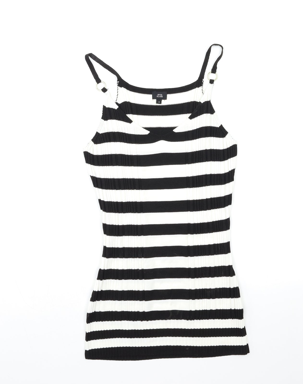River Island Womens White Striped  Basic Tank Size 8