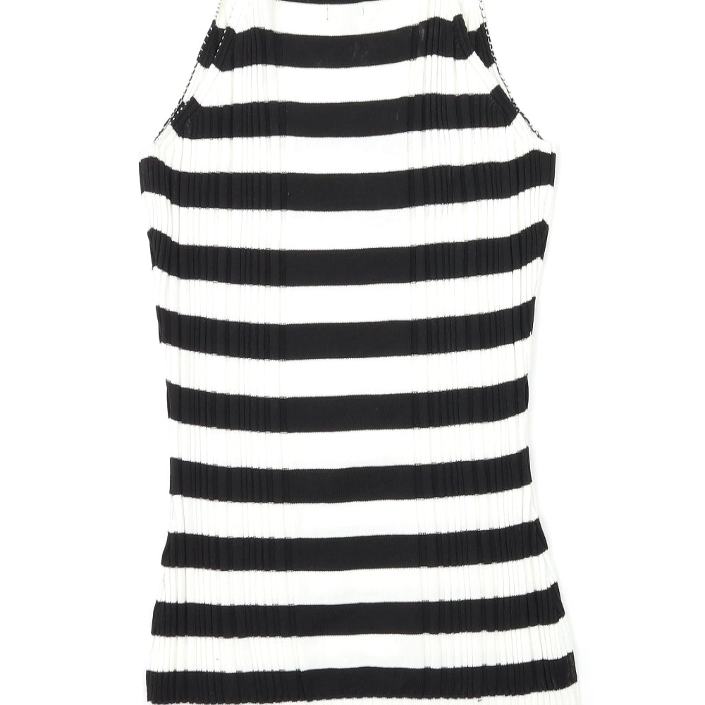 River Island Womens White Striped  Basic Tank Size 8
