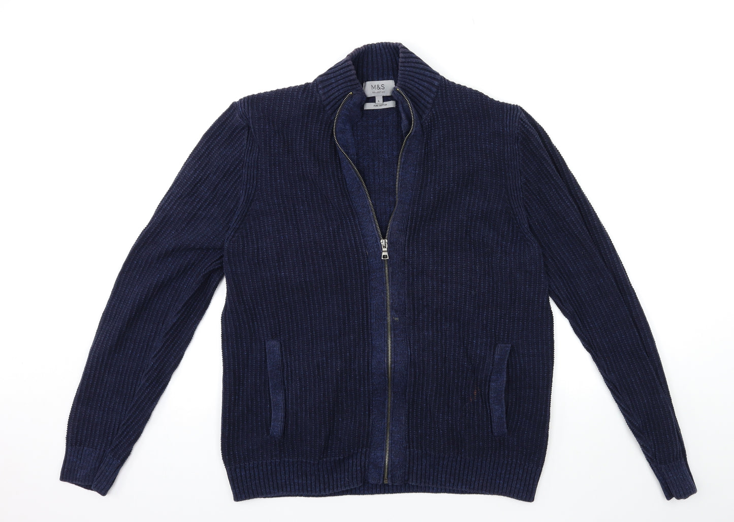 Marks and Spencer Mens Blue  Knit Cardigan Jumper Size L