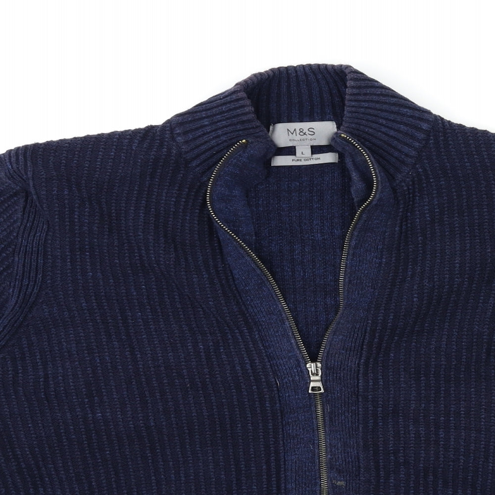 Marks and Spencer Mens Blue  Knit Cardigan Jumper Size L
