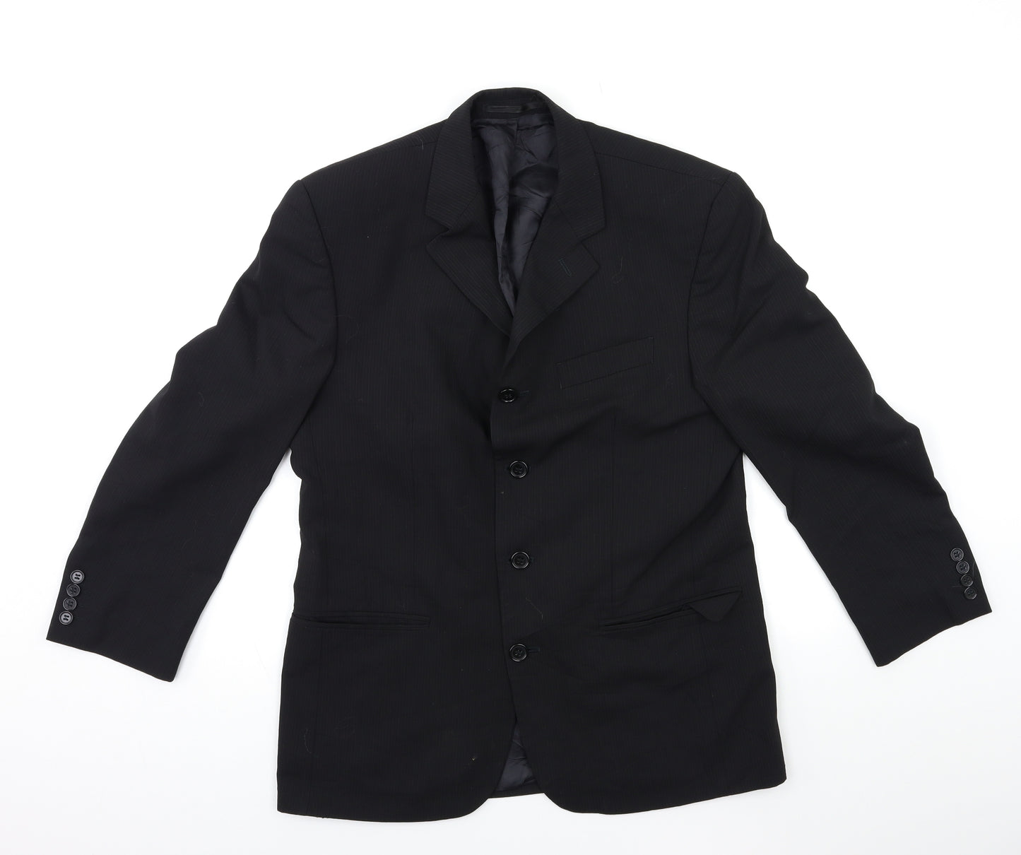 Johnathan Adams Mens Black Striped  Jacket Suit Size 38