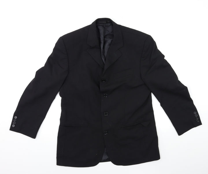 Johnathan Adams Mens Black Striped  Jacket Suit Size 38