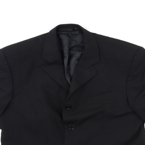 Johnathan Adams Mens Black Striped  Jacket Suit Size 38
