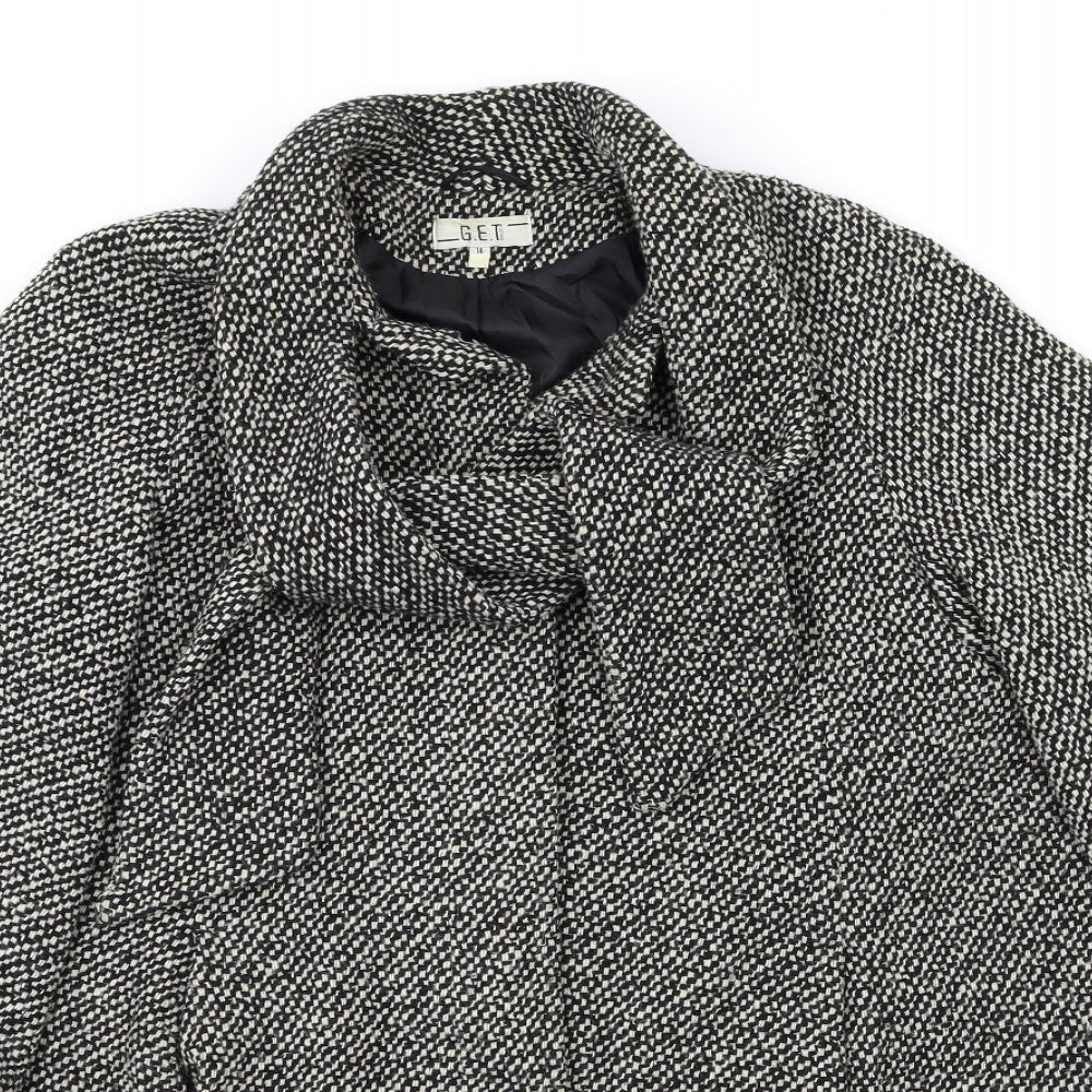 GET Womens Grey   Overcoat Coat Size 14