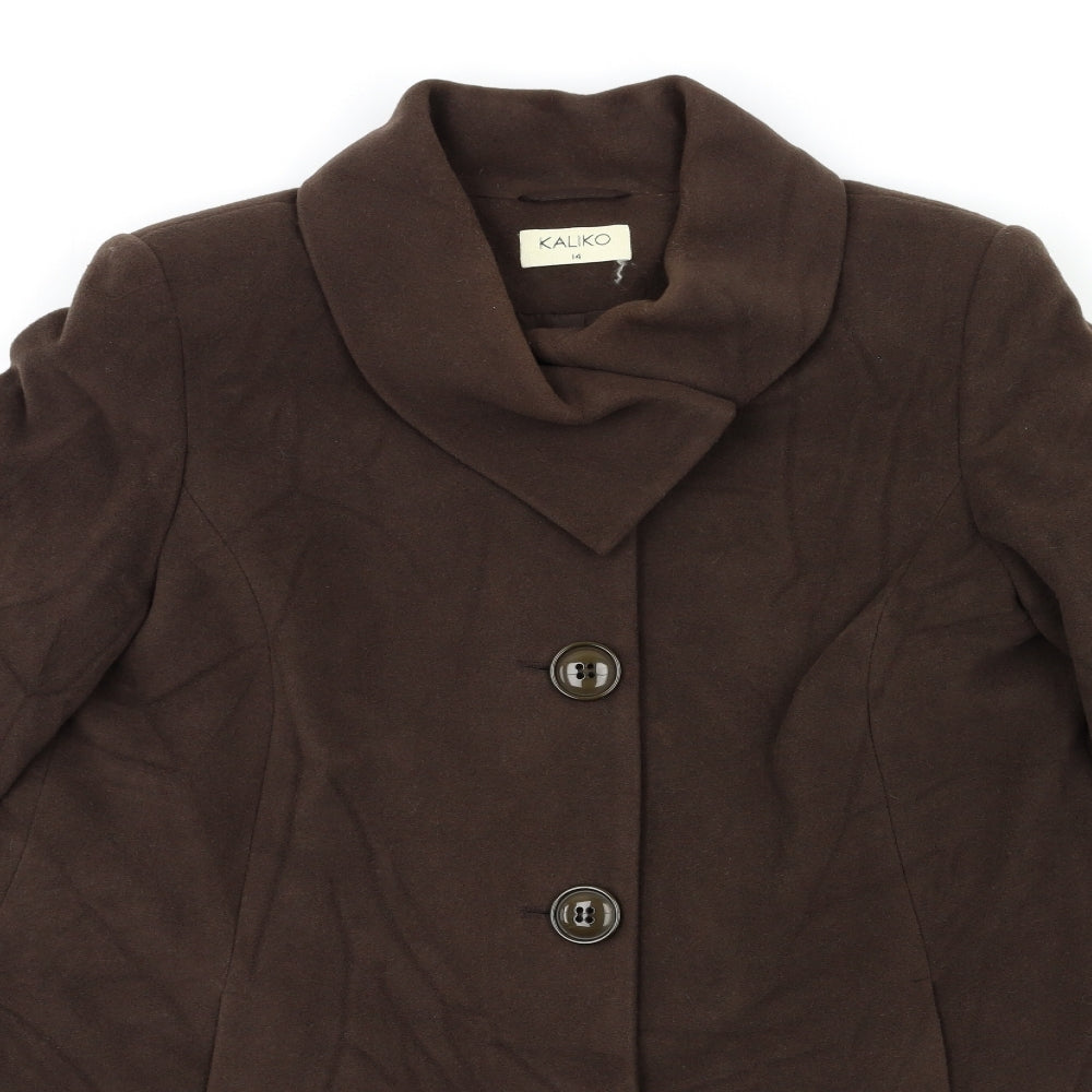 Kaliko Womens Brown   Overcoat Coat Size 14