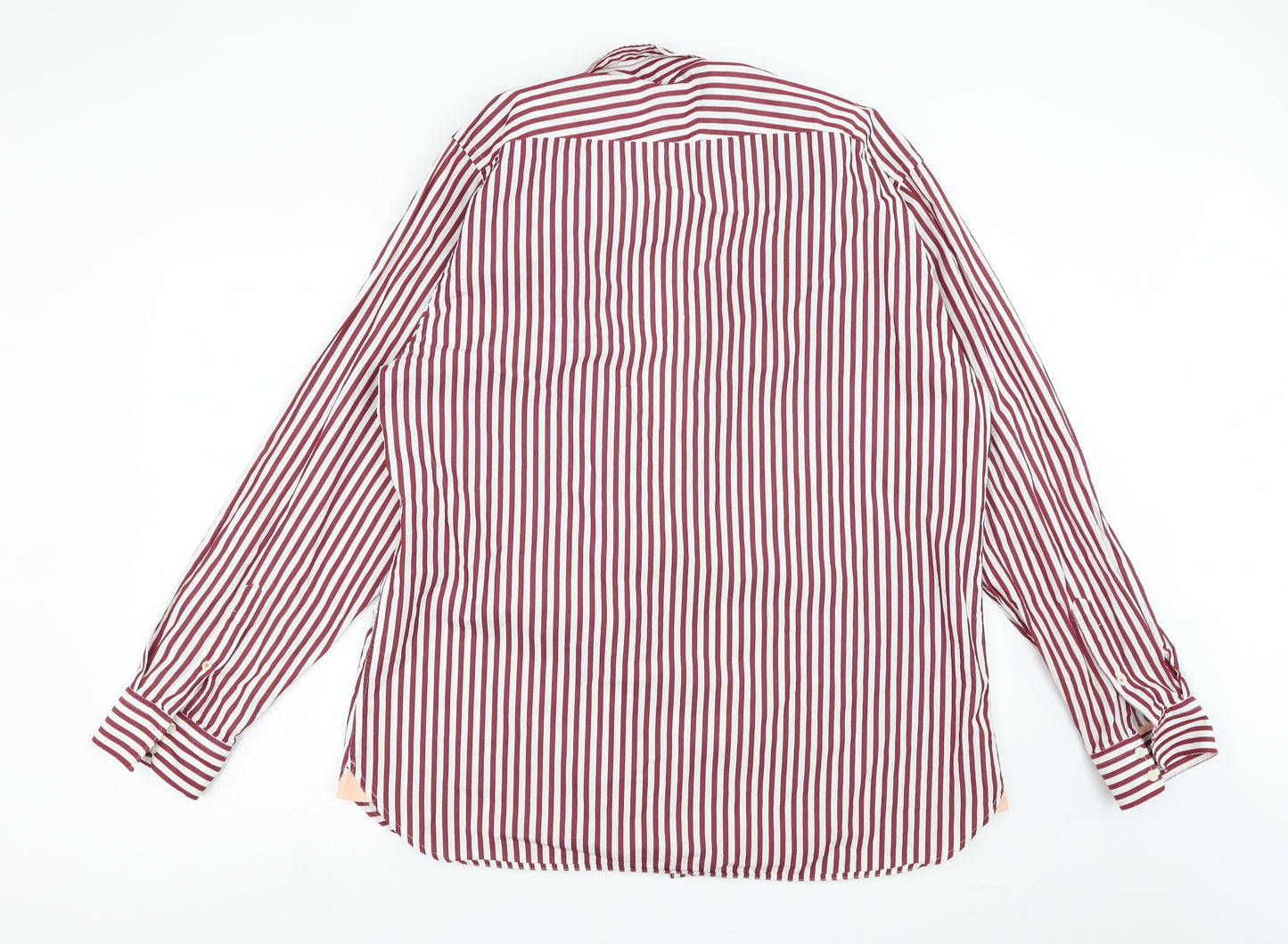 Ben Sherman Mens Purple Striped   Dress Shirt Size 17.5