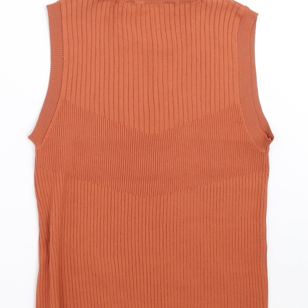 Zara Womens Brown   Basic Tank Size L  - ribbed fabric