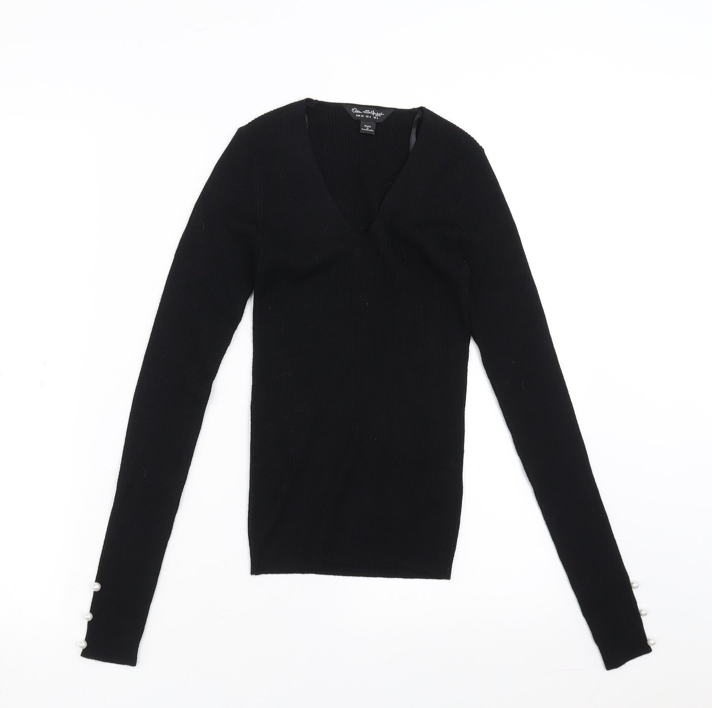 Miss Selfridge Womens Black  Knit Pullover Jumper Size 8  - stretch fabric