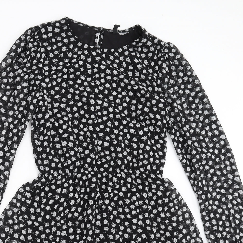 Divided by H&M Womens Black Floral  Fit & Flare  Size 6