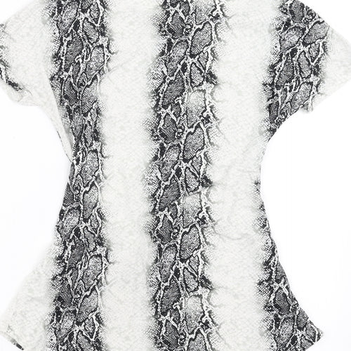 Select Womens Black Animal Print  Basic Blouse Size 6  - Snake Print