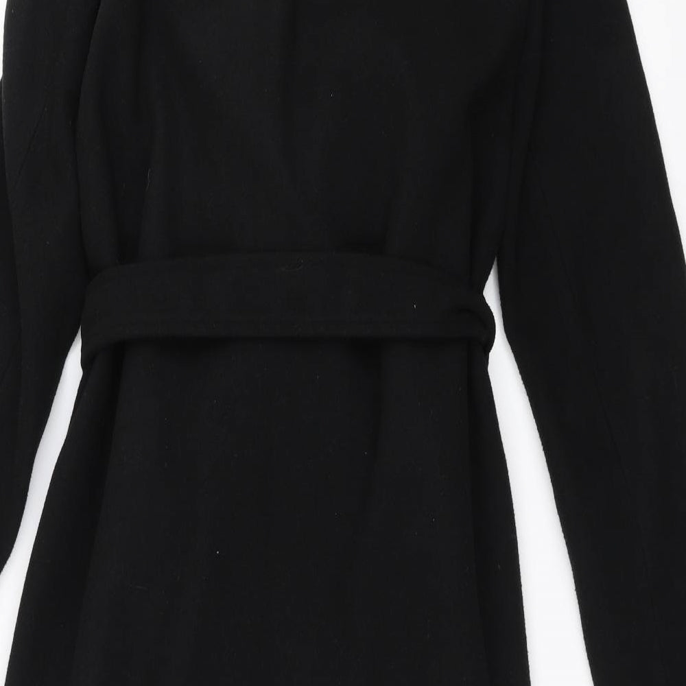 New Look Womens Black   Overcoat Coat Size 12  - Fur trim