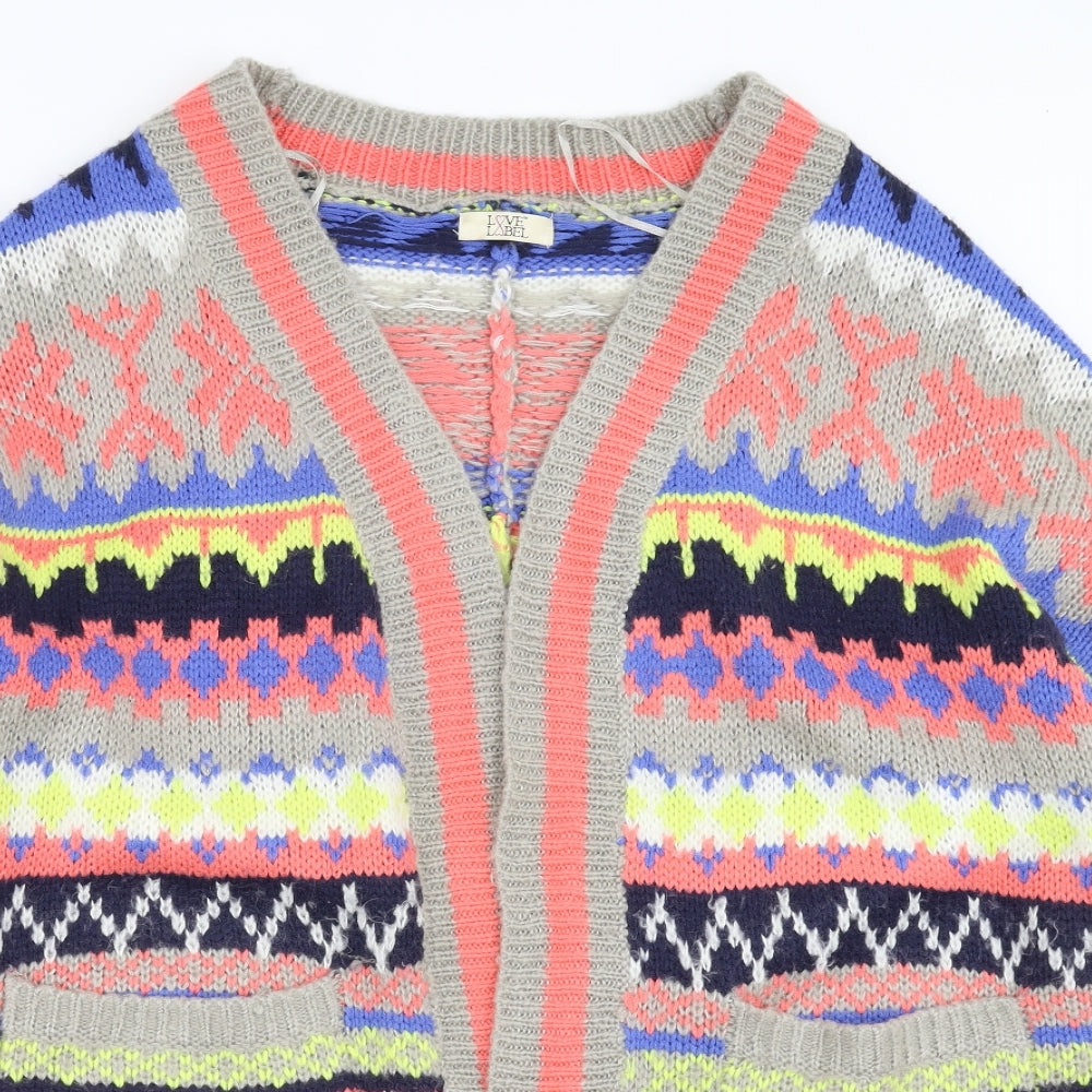 Love Label Womens Multicoloured Geometric  Cardigan Jumper Size M