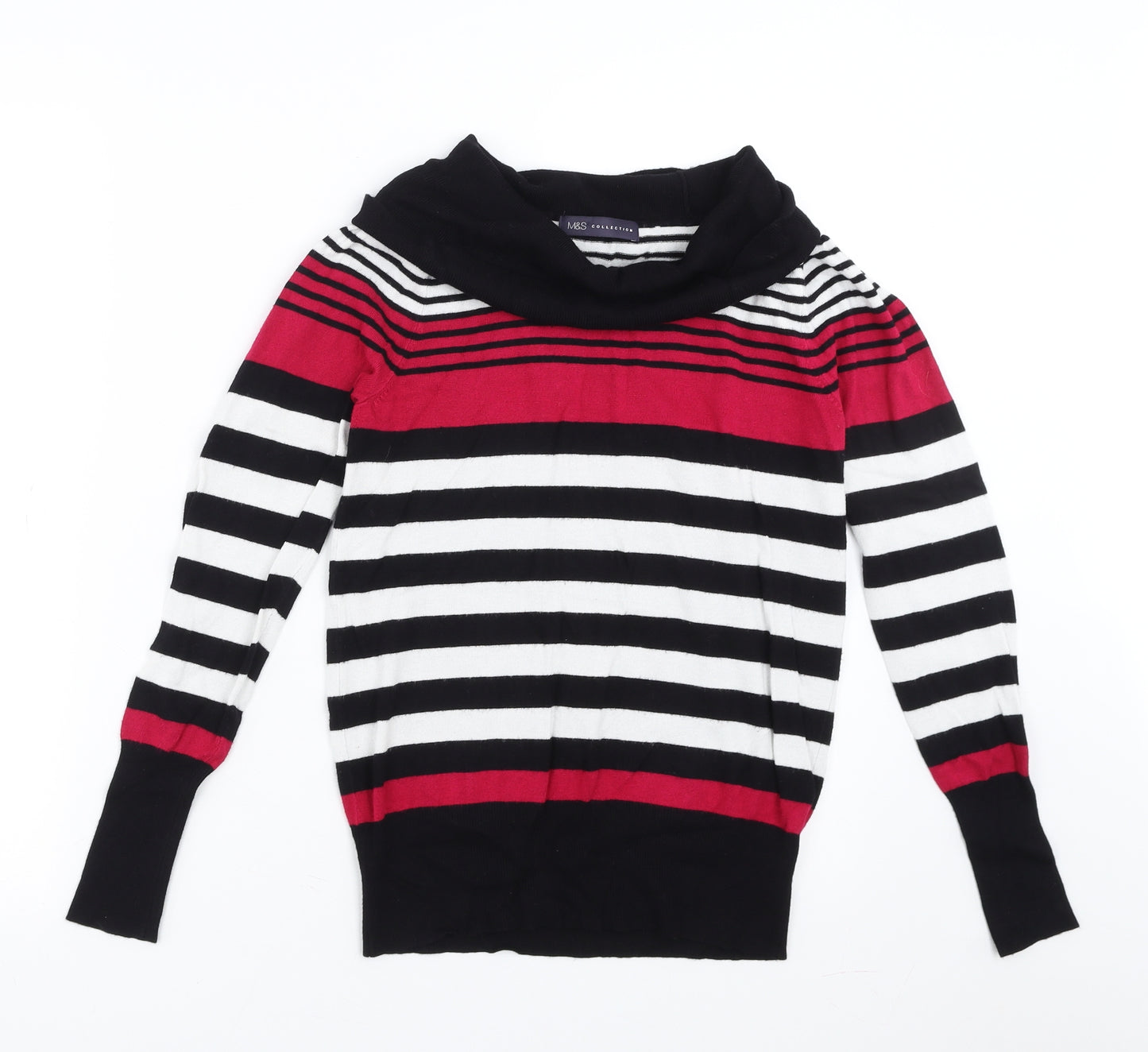 Marks and Spencer Womens Black Striped  Pullover Jumper Size 10