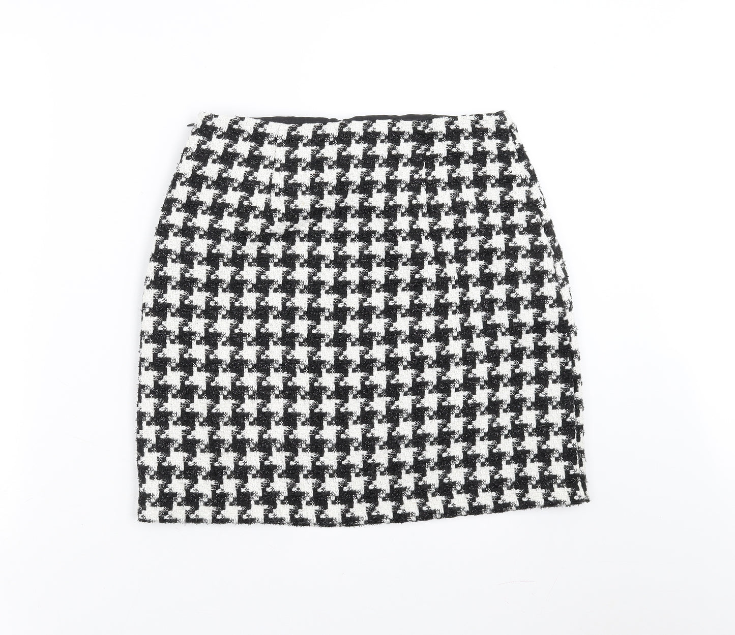 F&F Womens Black Houndstooth  Mini Skirt Size 10