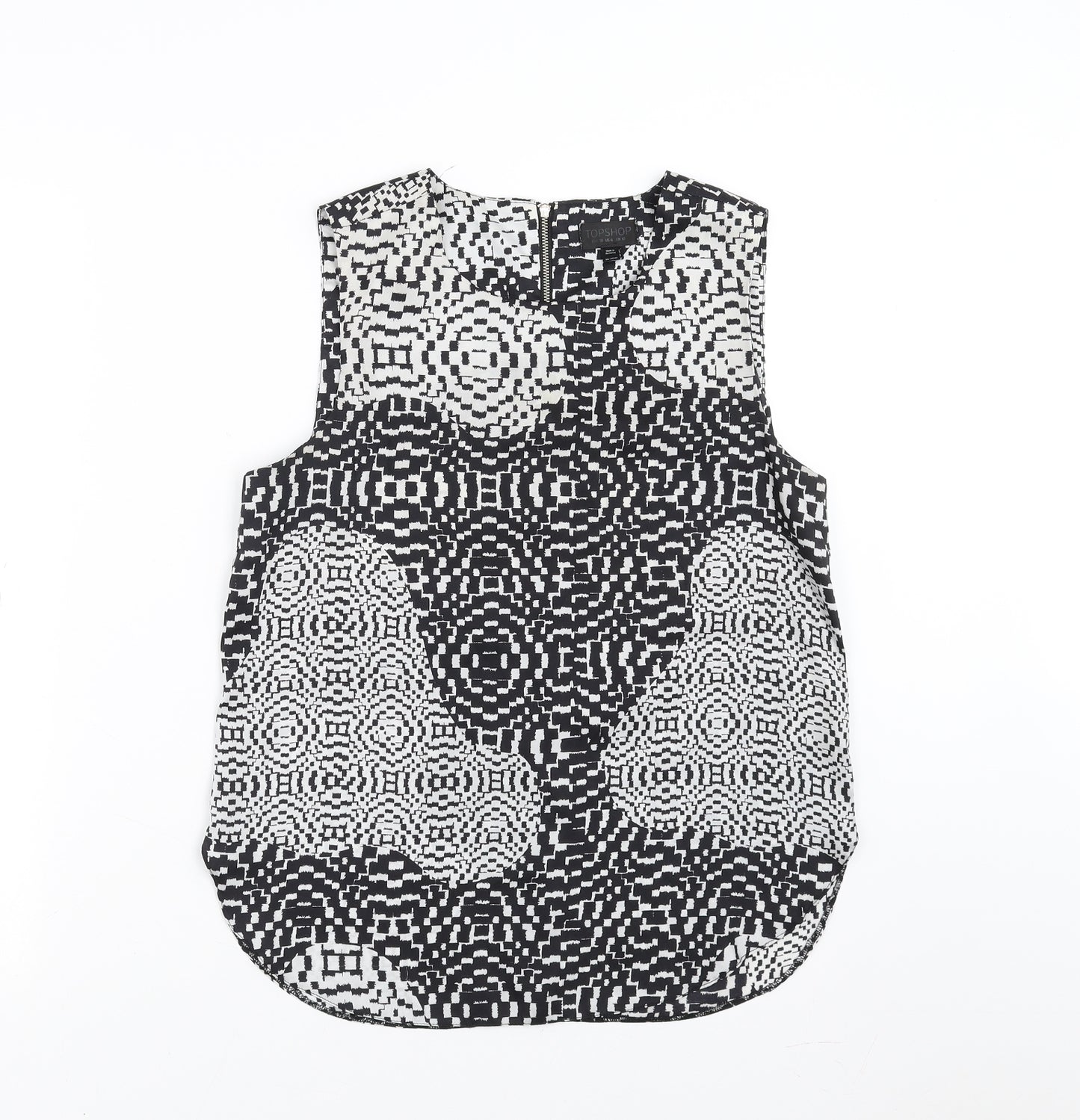 Topshop Womens Black Geometric  Basic Blouse Size 10