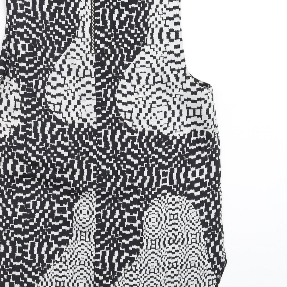 Topshop Womens Black Geometric  Basic Blouse Size 10