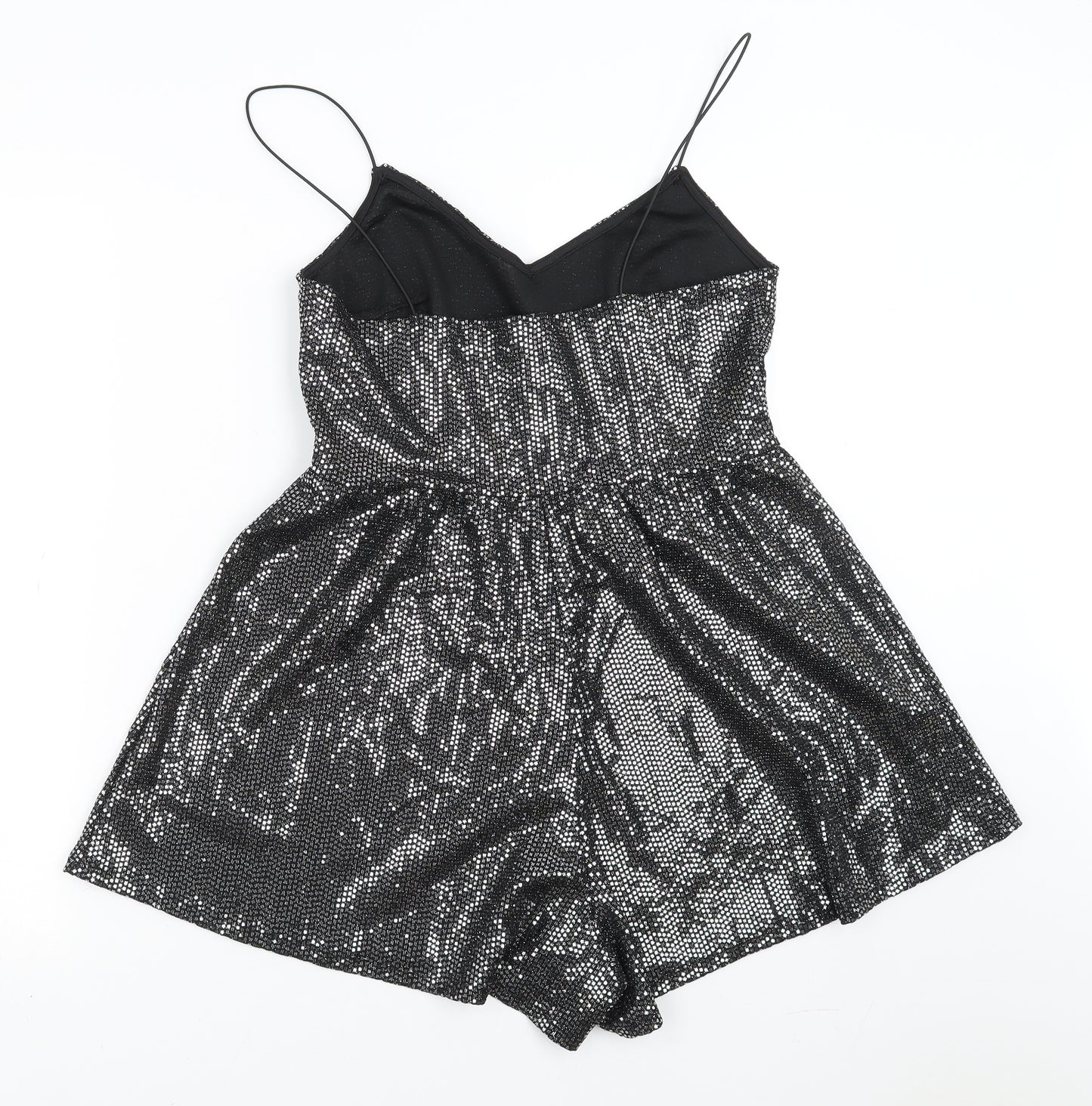 Divided by H&M Womens Black   Playsuit One-Piece Size M  - silver metallic