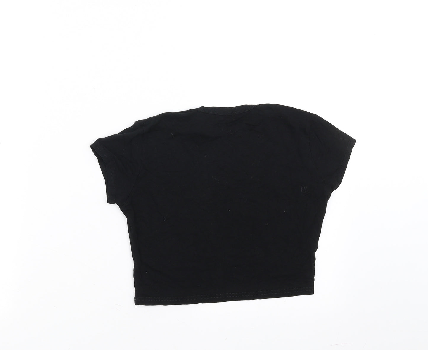 PRETTYLITTLETHING Womens Black   Cropped T-Shirt Size 10