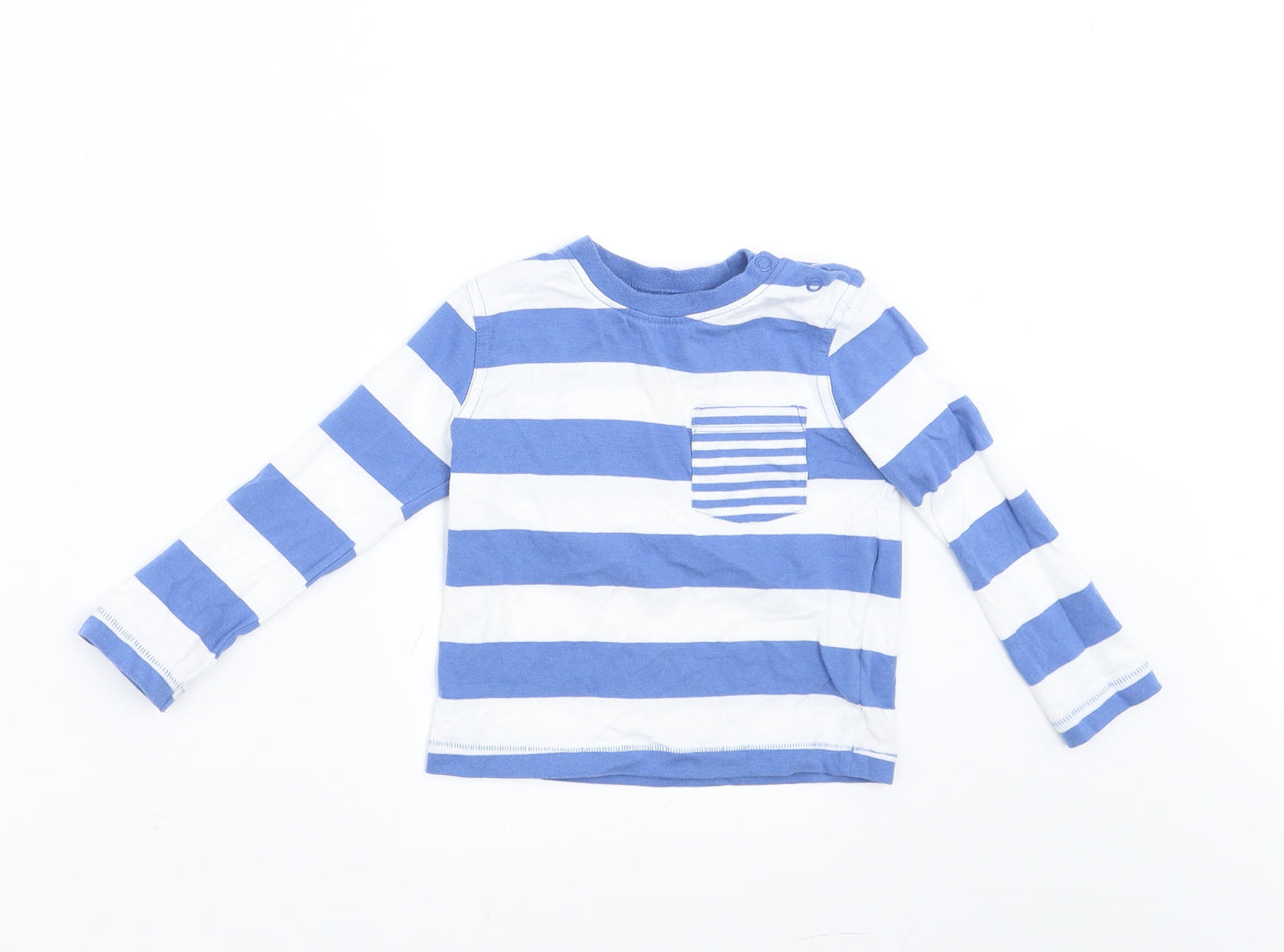 F&F Boys Blue Striped  Basic T-Shirt Size 12-18 Months