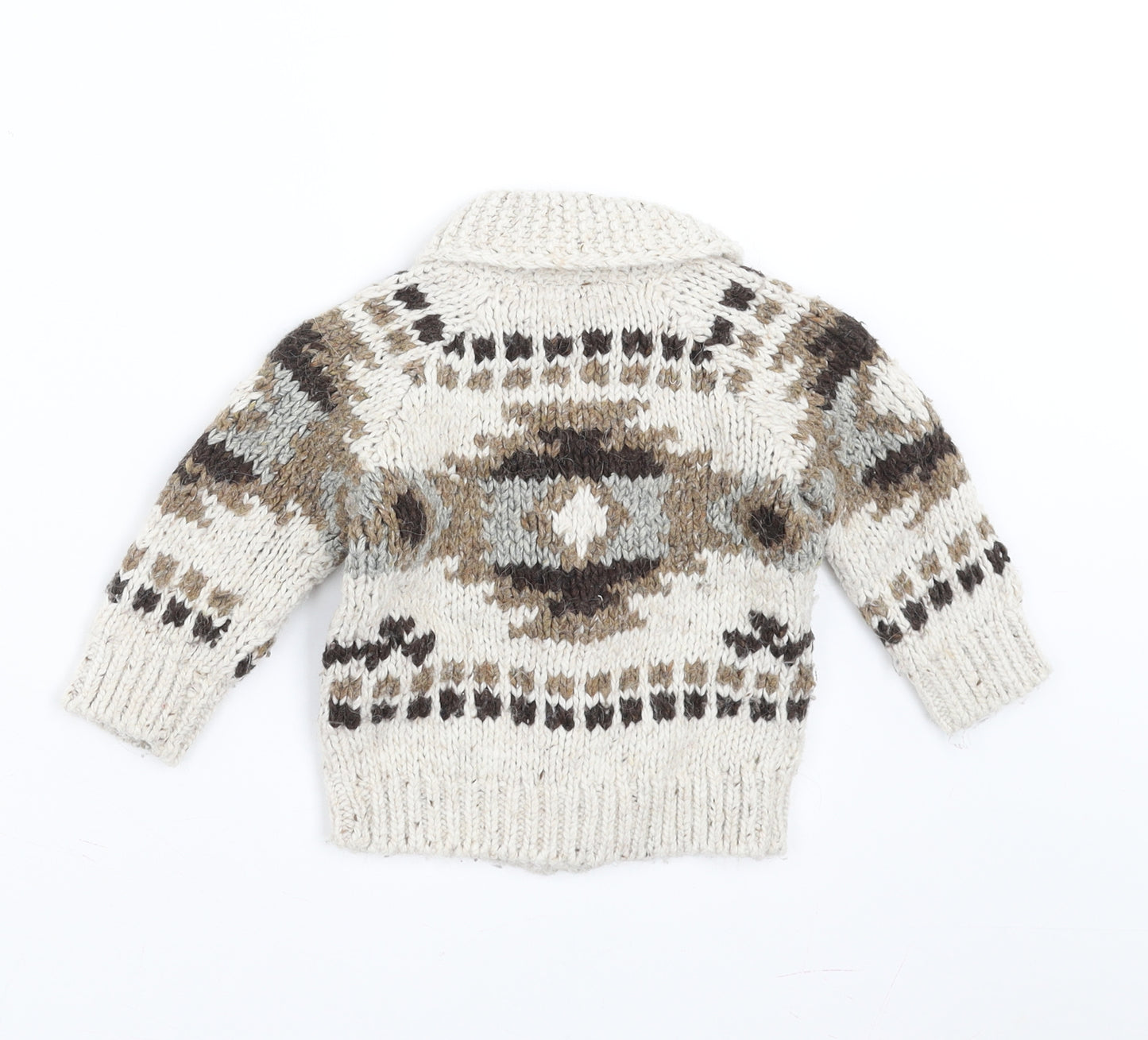NEXT Boys Beige Geometric  Cardigan Jumper Size 9-12 Months