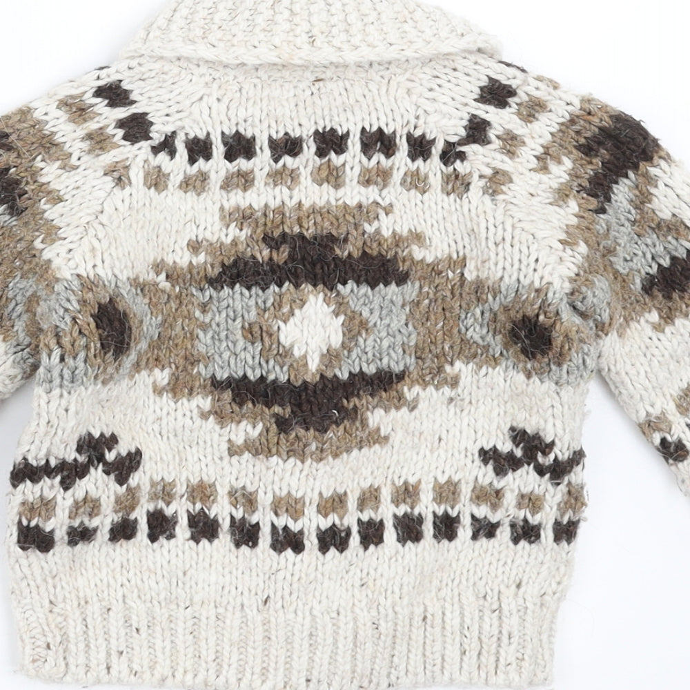 NEXT Boys Beige Geometric  Cardigan Jumper Size 9-12 Months