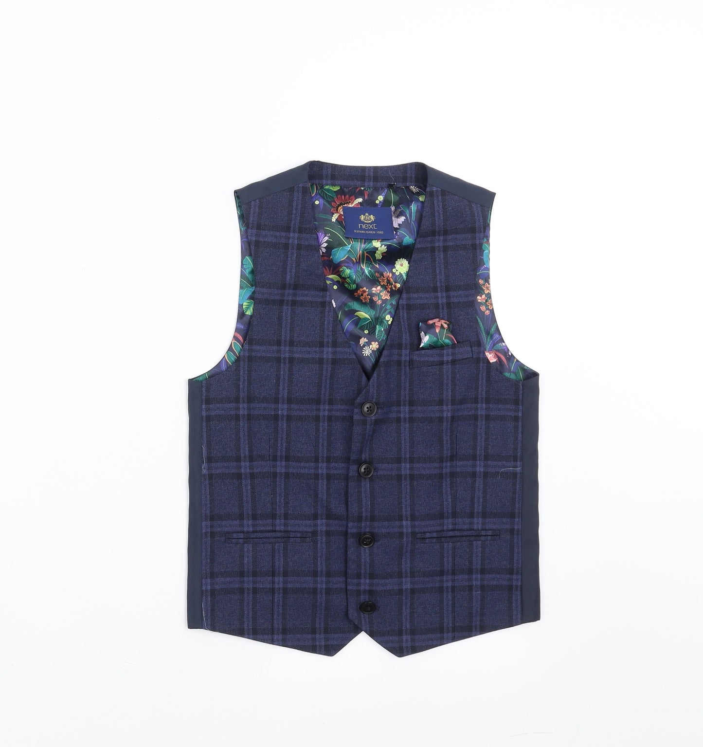 NEXT Boys Blue Check  Gilet Jacket Size 8 Years  - waistcoat