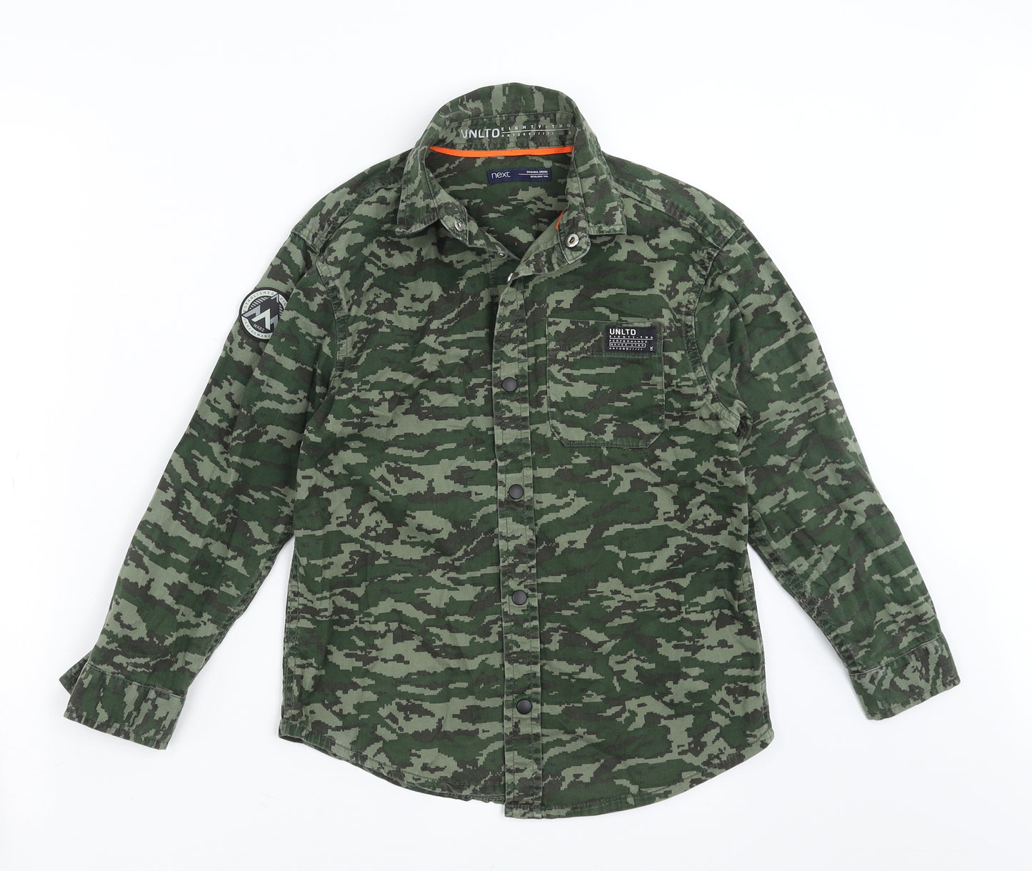NEXT Boys Green Camouflage  Basic Button-Up Size 8 Years