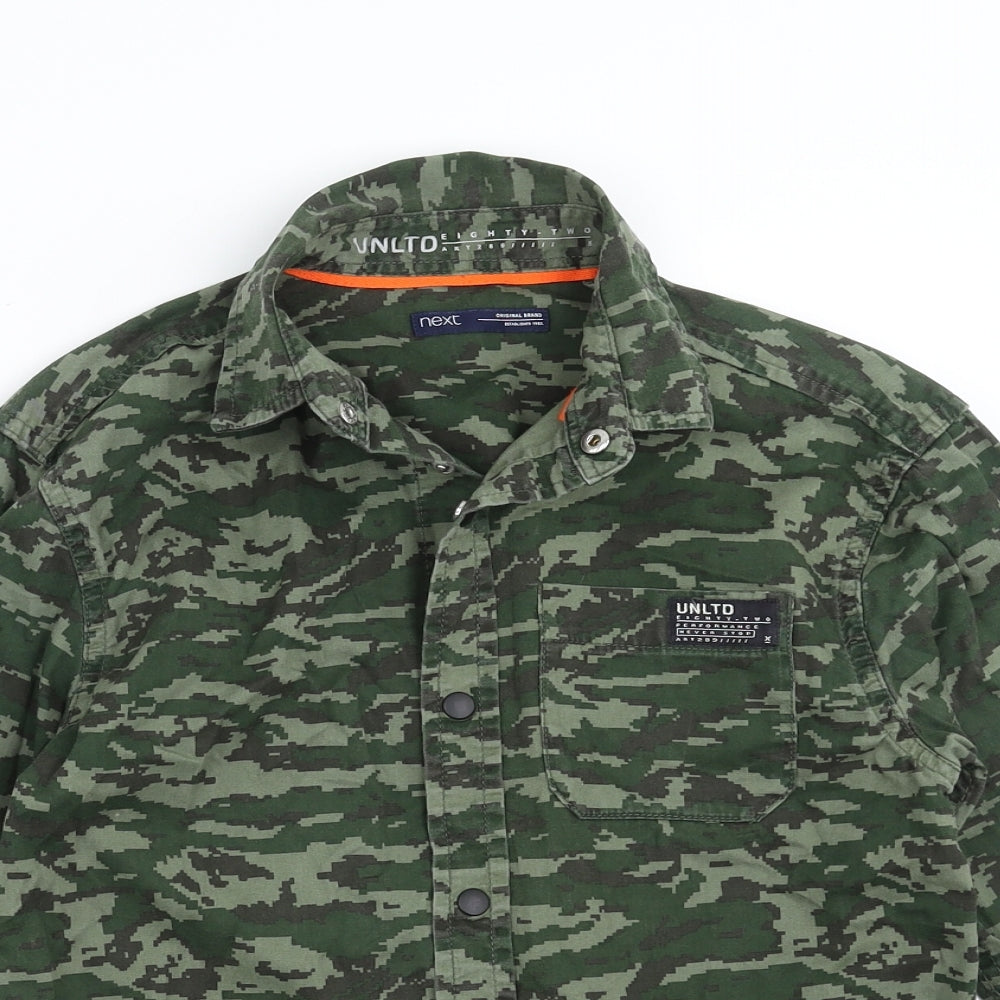 NEXT Boys Green Camouflage  Basic Button-Up Size 8 Years
