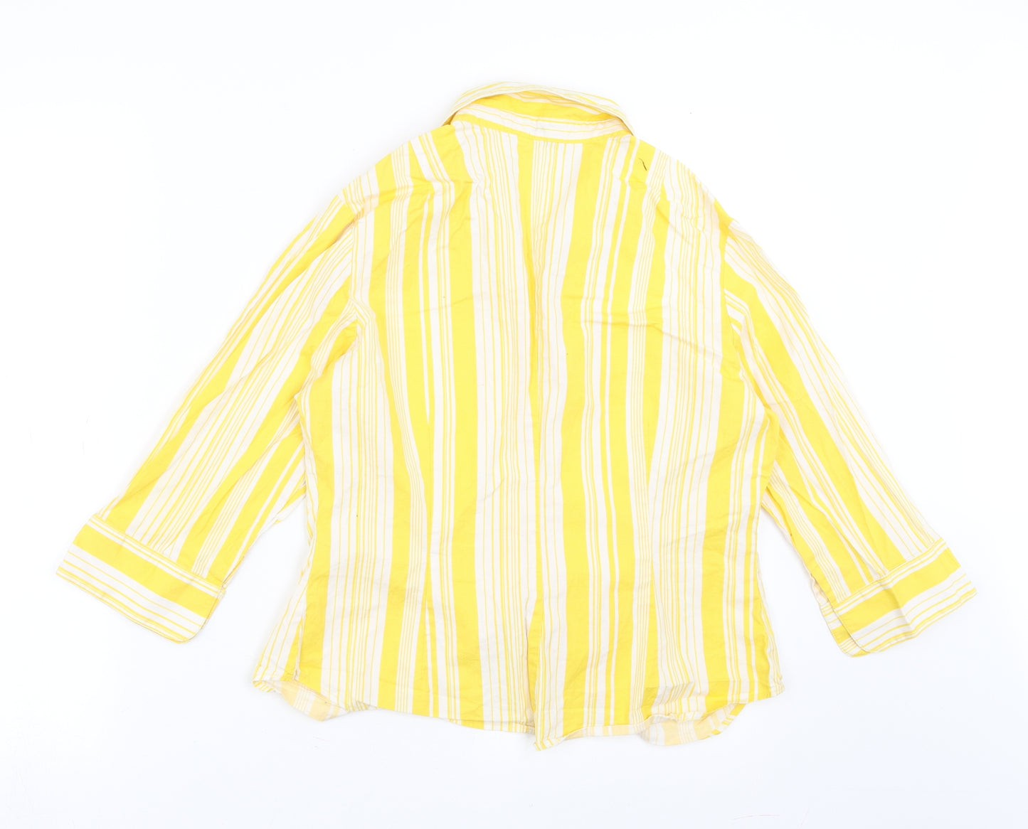 Divided by H&M Womens Yellow Striped  Basic Button-Up Size 16