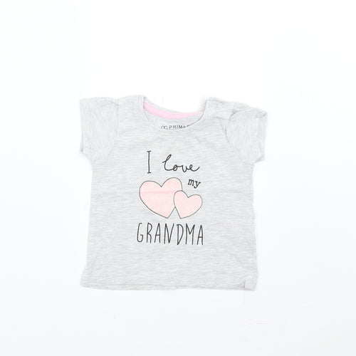 Primark Girls Grey   Basic T-Shirt Size 3-6 Months  - I love my Grandma