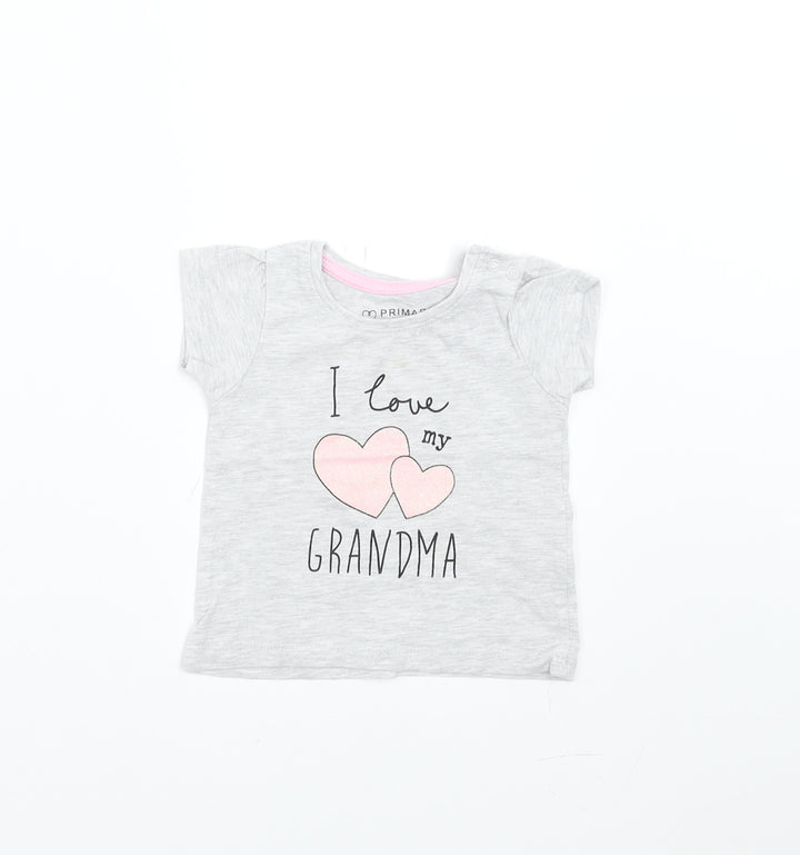 Primark Girls Grey Basic T-Shirt Size 3-6 Months - I love my Grandma