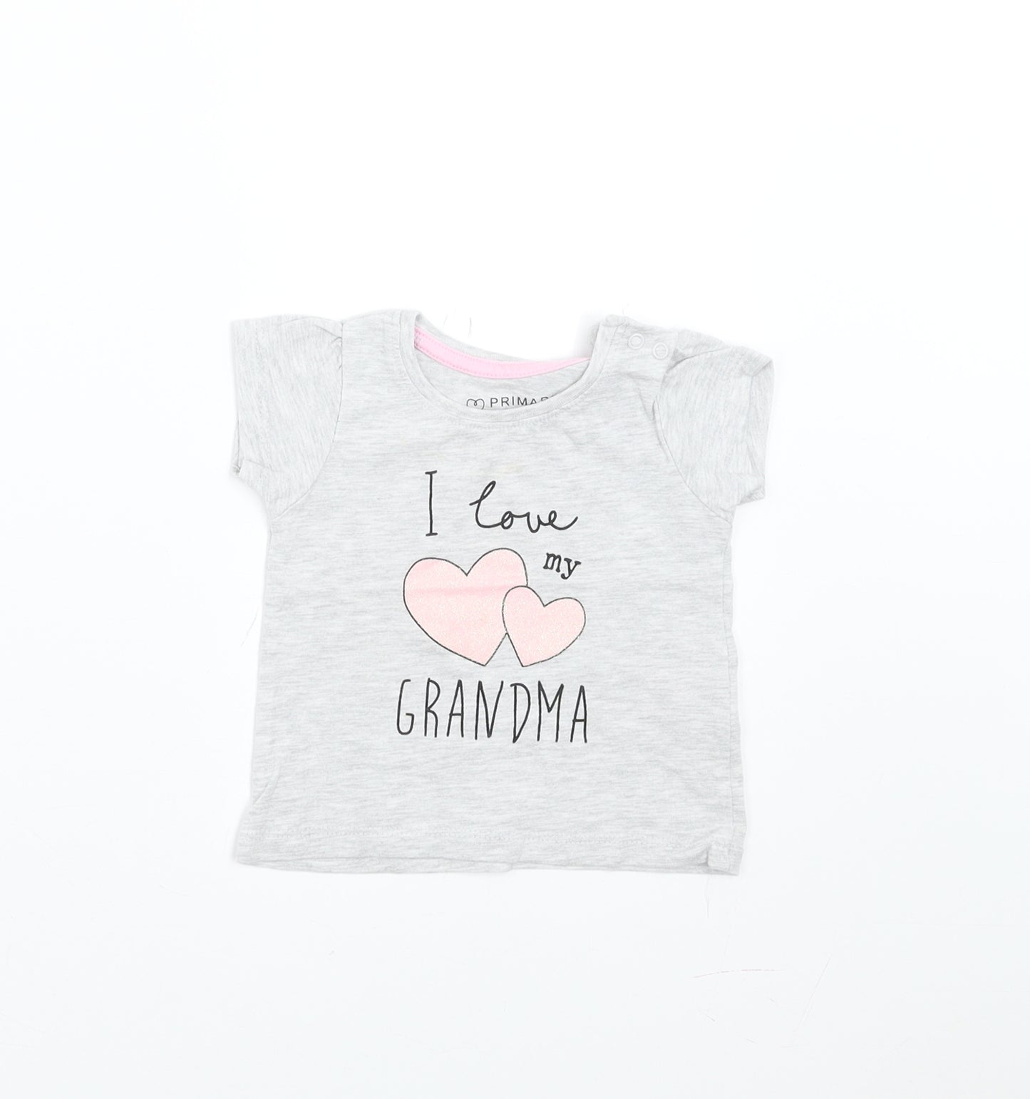Primark Girls Grey   Basic T-Shirt Size 3-6 Months  - I love my Grandma
