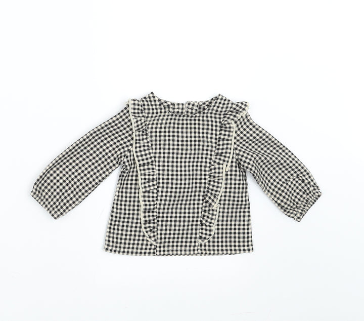 Primark Girls Black Check Basic Blouse Size 3-6 Months