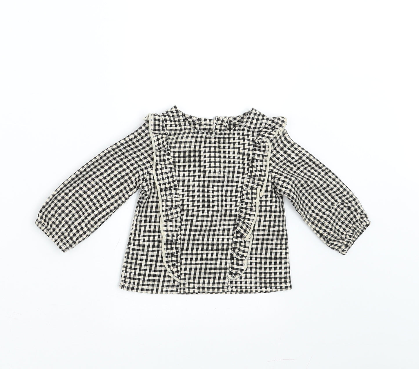 Primark Girls Black Check  Basic Blouse Size 3-6 Months