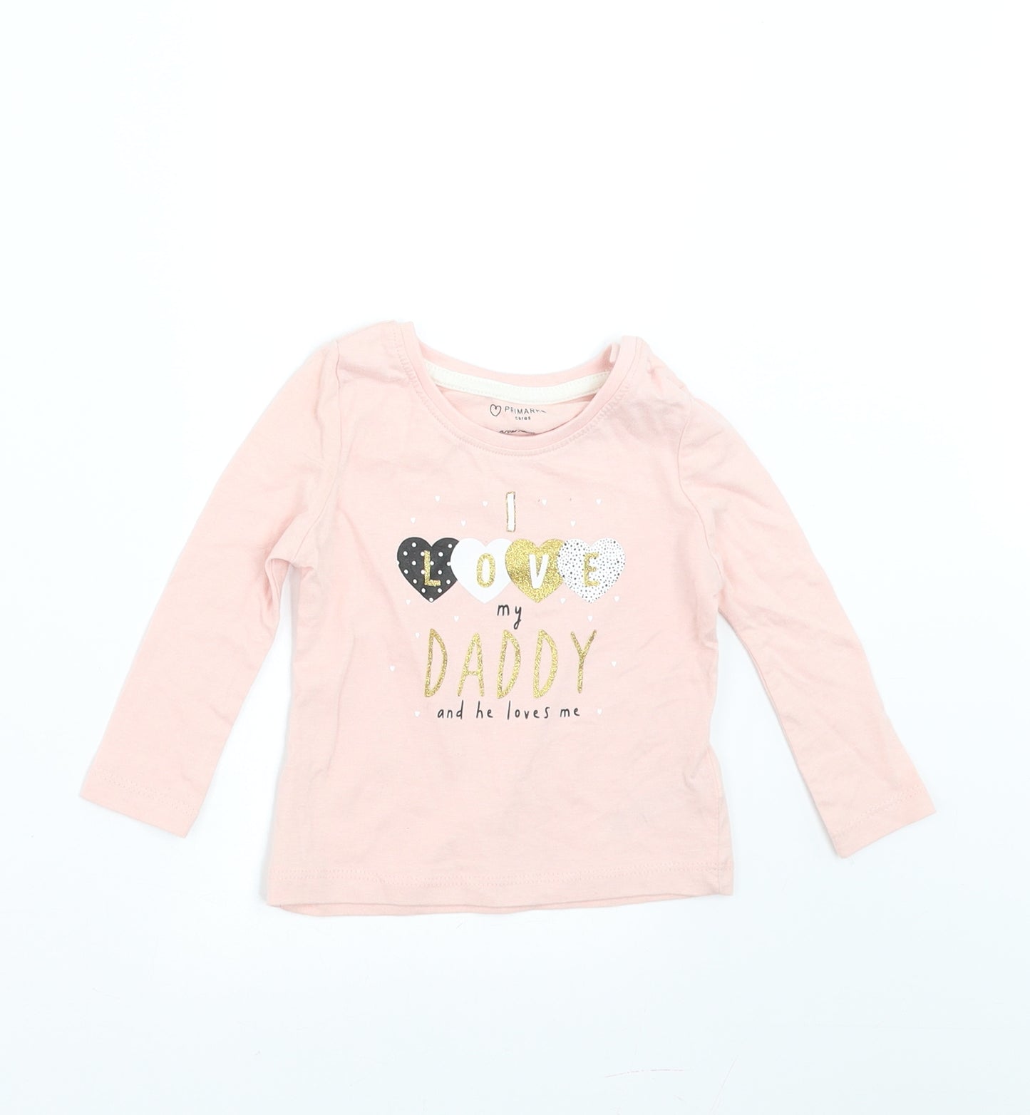 Primark Girls Pink   Basic T-Shirt Size 6-9 Months  - I Love Daddy