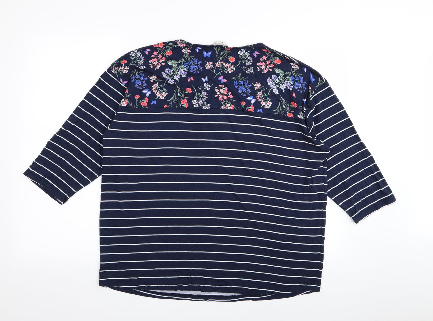 TU Womens Blue Striped  Basic T-Shirt Size 18