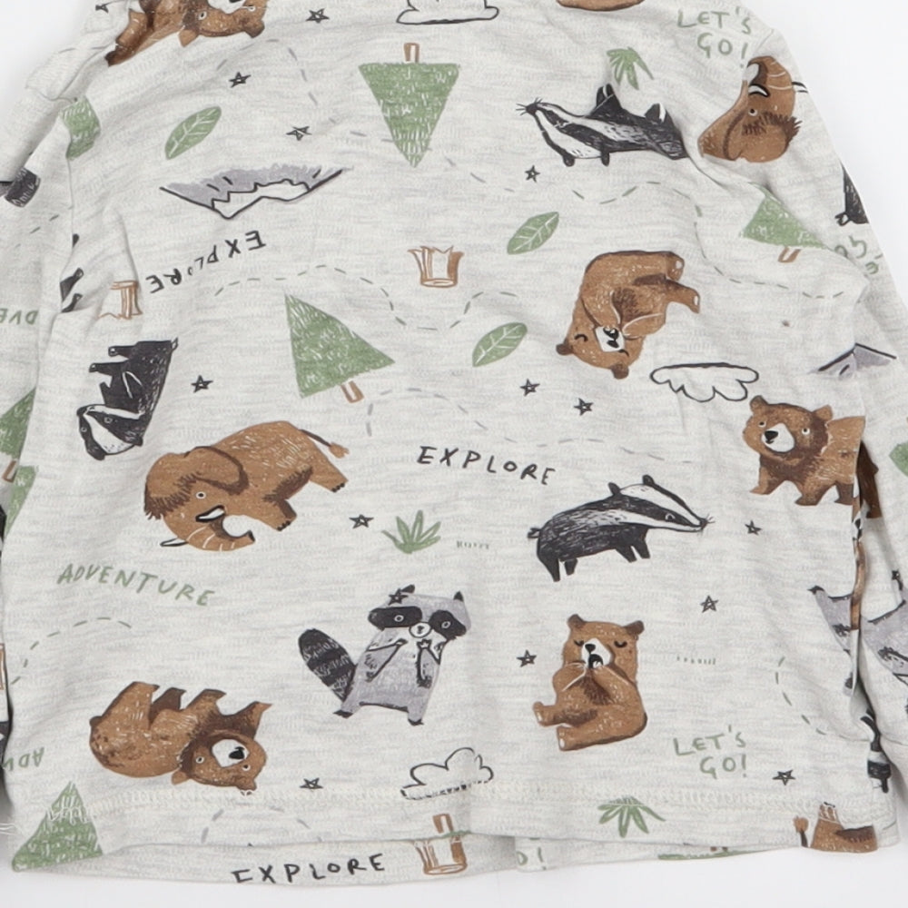 Asda George Boys Grey Animal Print  Basic T-Shirt Size 18-24 Months