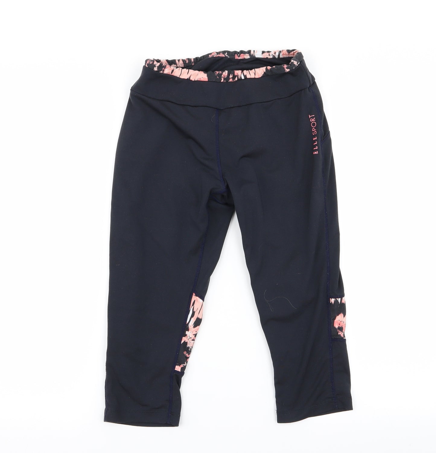Elle Sport Womens Black Geometric  Capri Leggings Size S L15 in - Stretch waistband