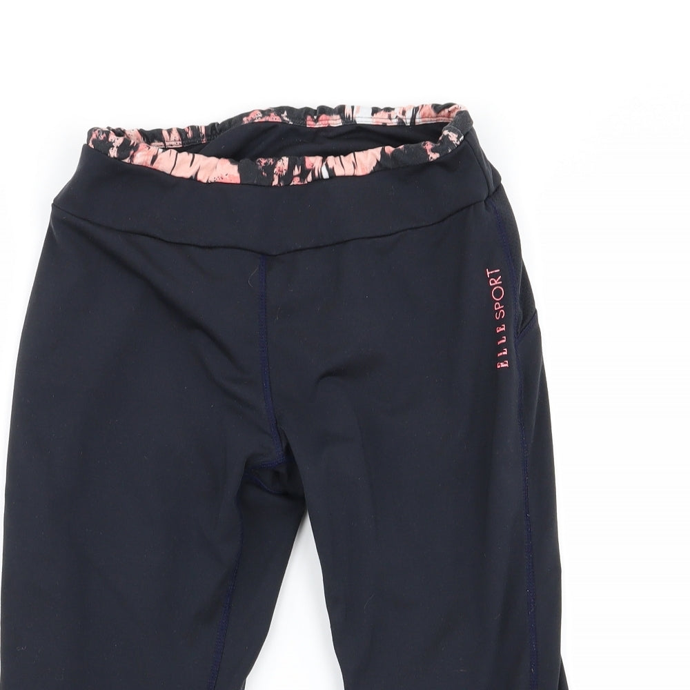 Elle Sport Womens Black Geometric  Capri Leggings Size S L15 in - Stretch waistband