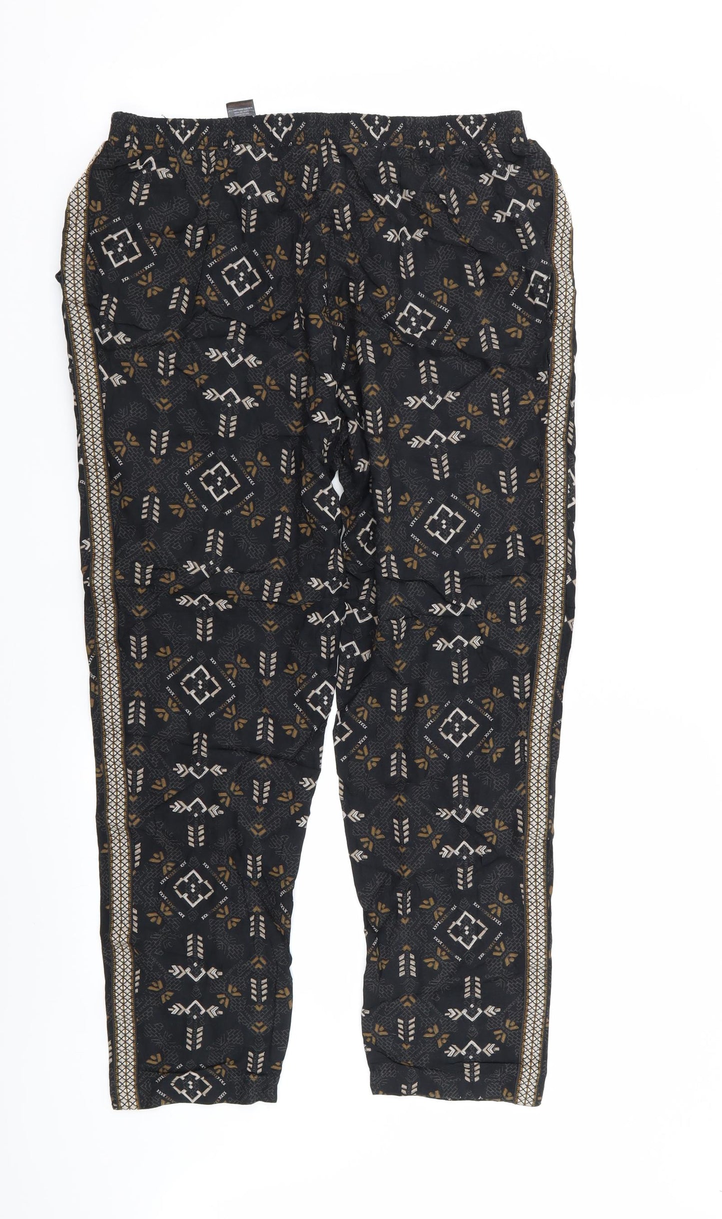 NEXT Womens Black Geometric  Jogger Trousers Size 10 L27 in - Stretch waistband