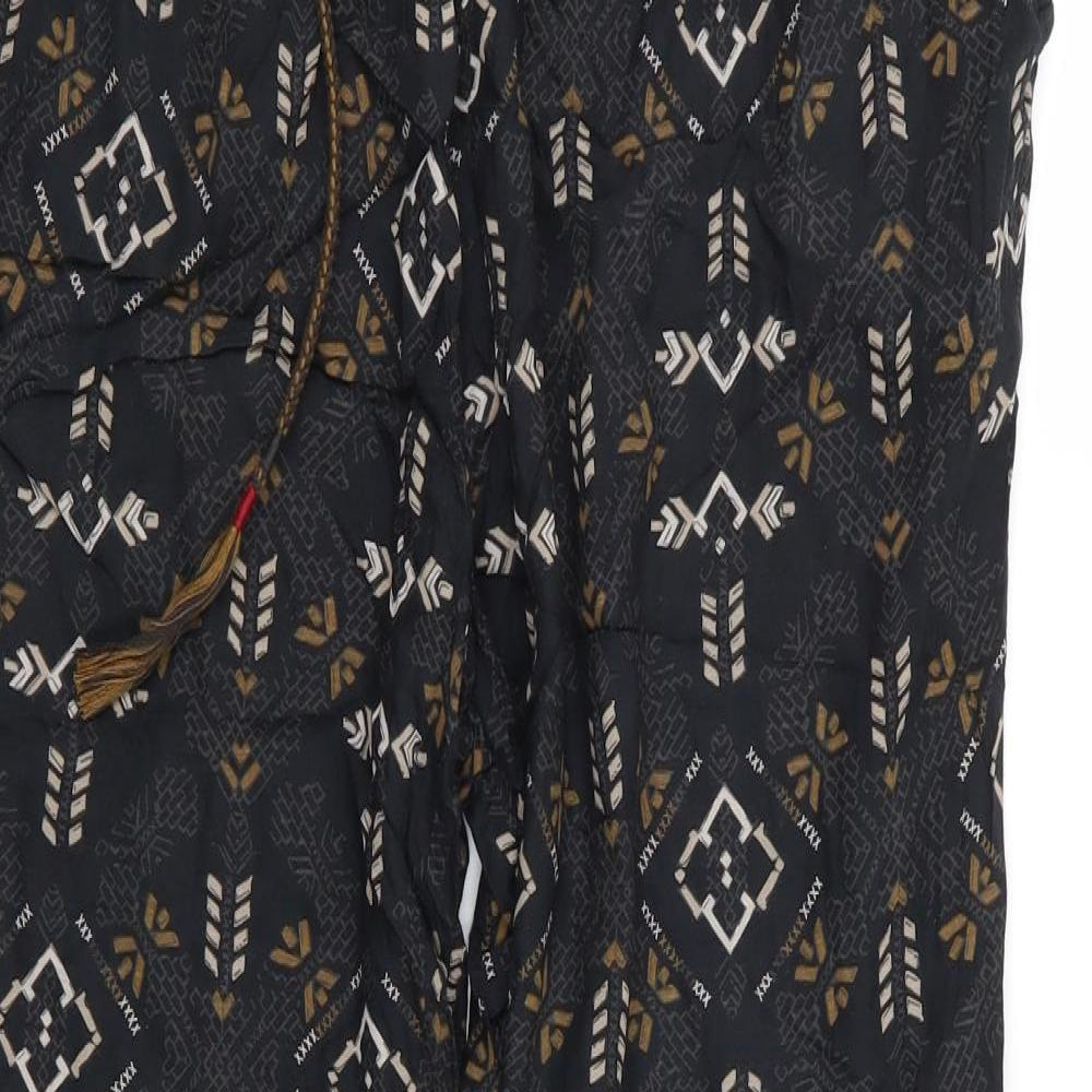 NEXT Womens Black Geometric  Jogger Trousers Size 10 L27 in - Stretch waistband