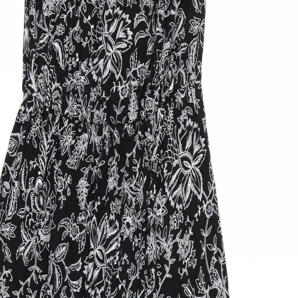 Boohoo Womens Black Floral  Fit & Flare  Size 10