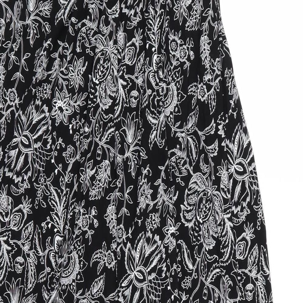 Boohoo Womens Black Floral  Fit & Flare  Size 10