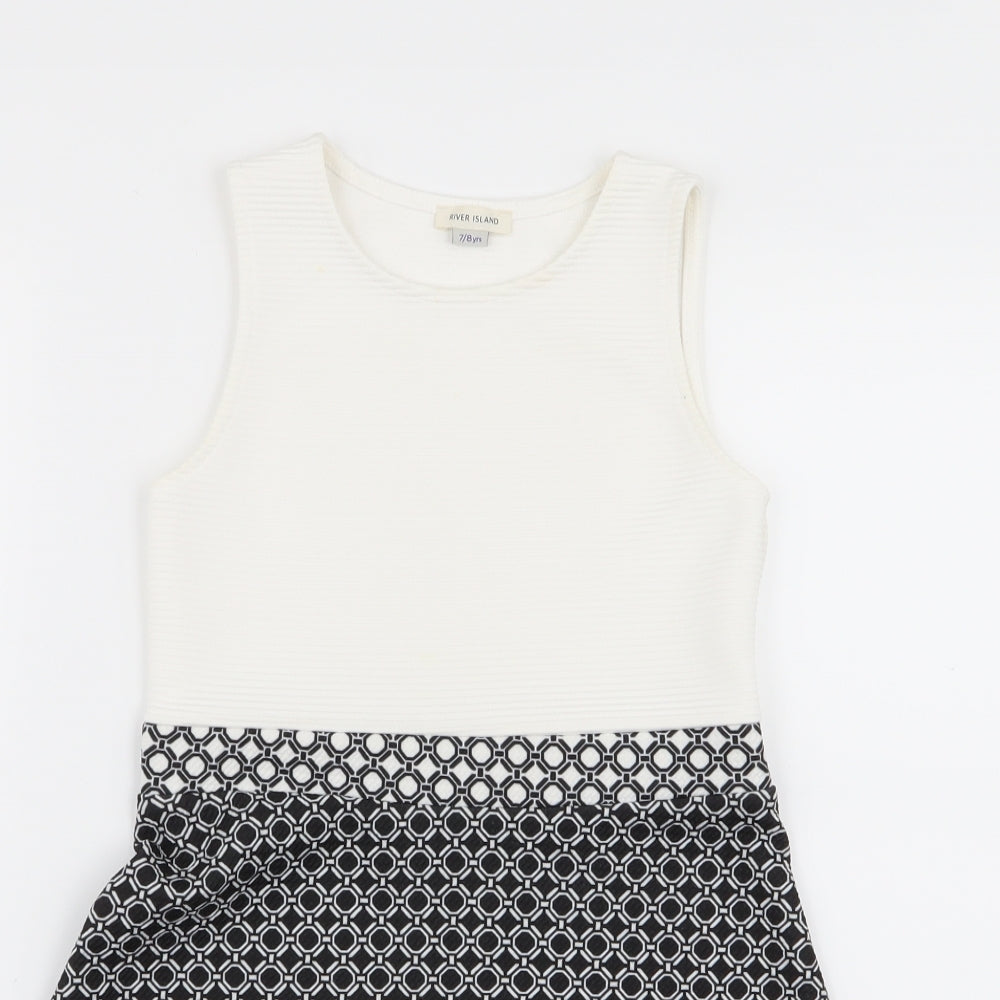 River Island Girls Multicoloured Geometric  Fit & Flare  Size 7-8 Years