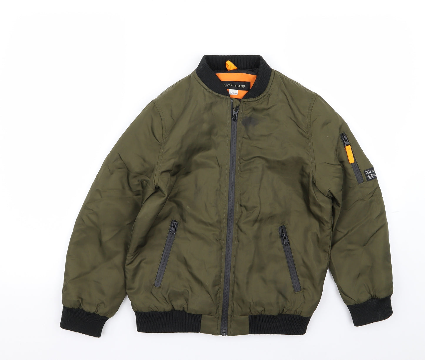 River Island Boys Green   Bomber Jacket Coat Size 9-10 Years