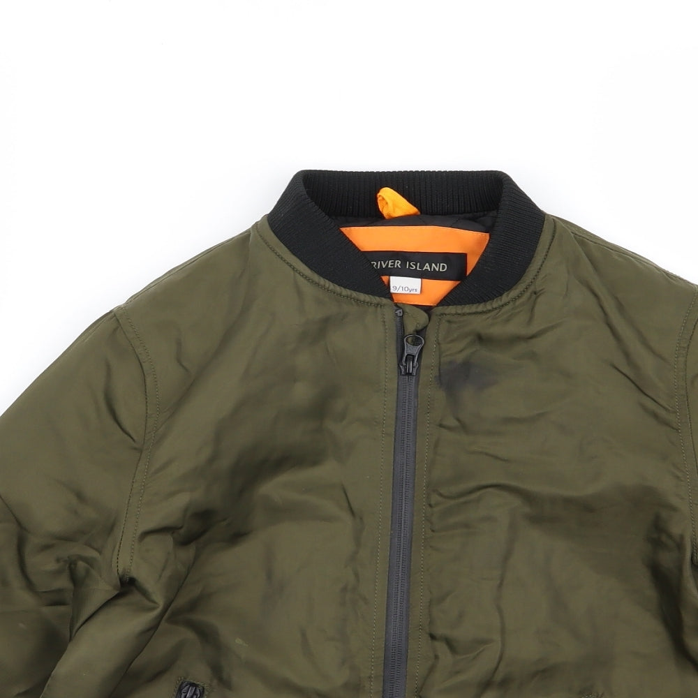 River Island Boys Green   Bomber Jacket Coat Size 9-10 Years