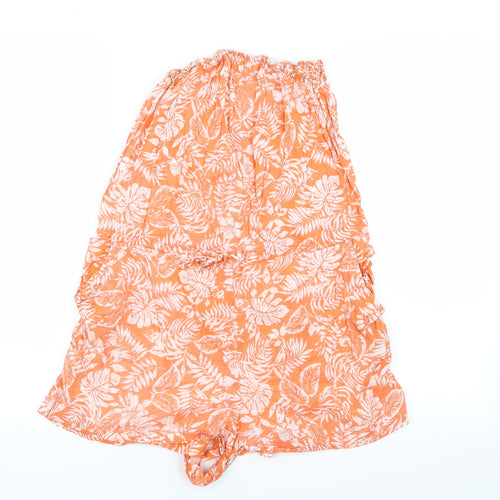 New Look Womens Orange Floral  Playsuit One-Piece Size 10