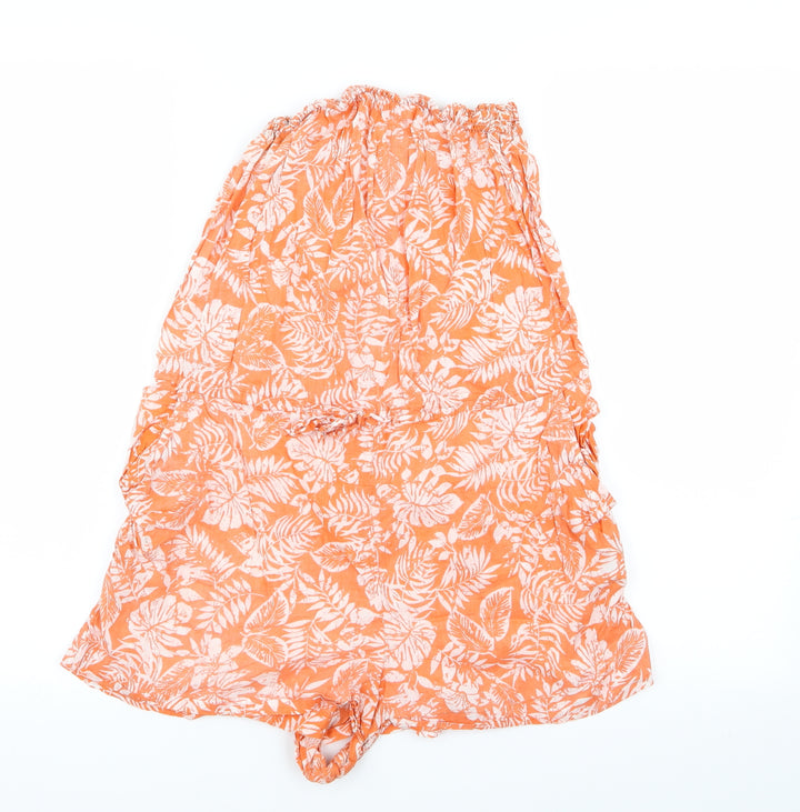 New Look Womens Orange Floral  Playsuit One-Piece Size 10