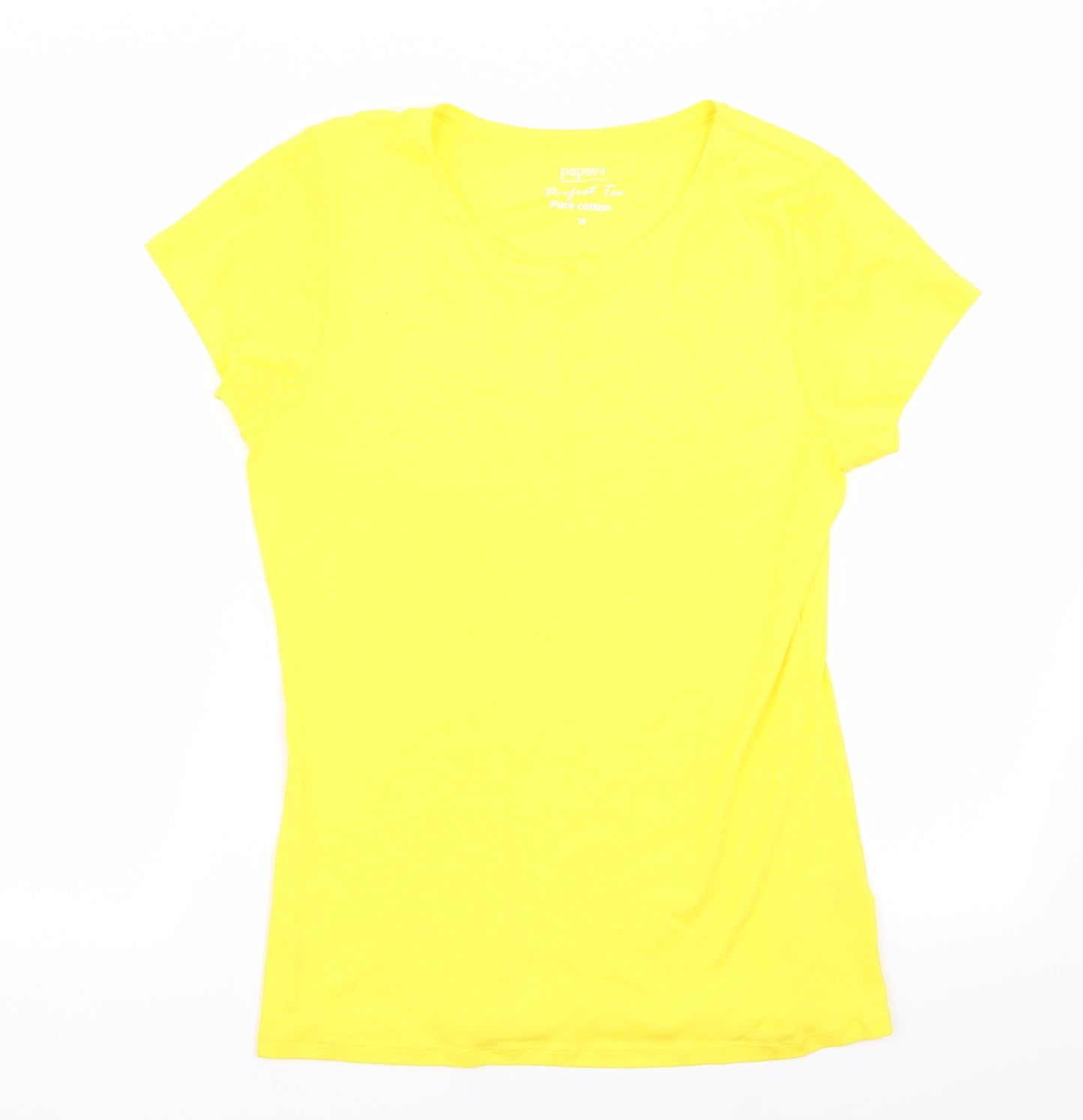 Papaya Womens Yellow   Basic T-Shirt Size 16