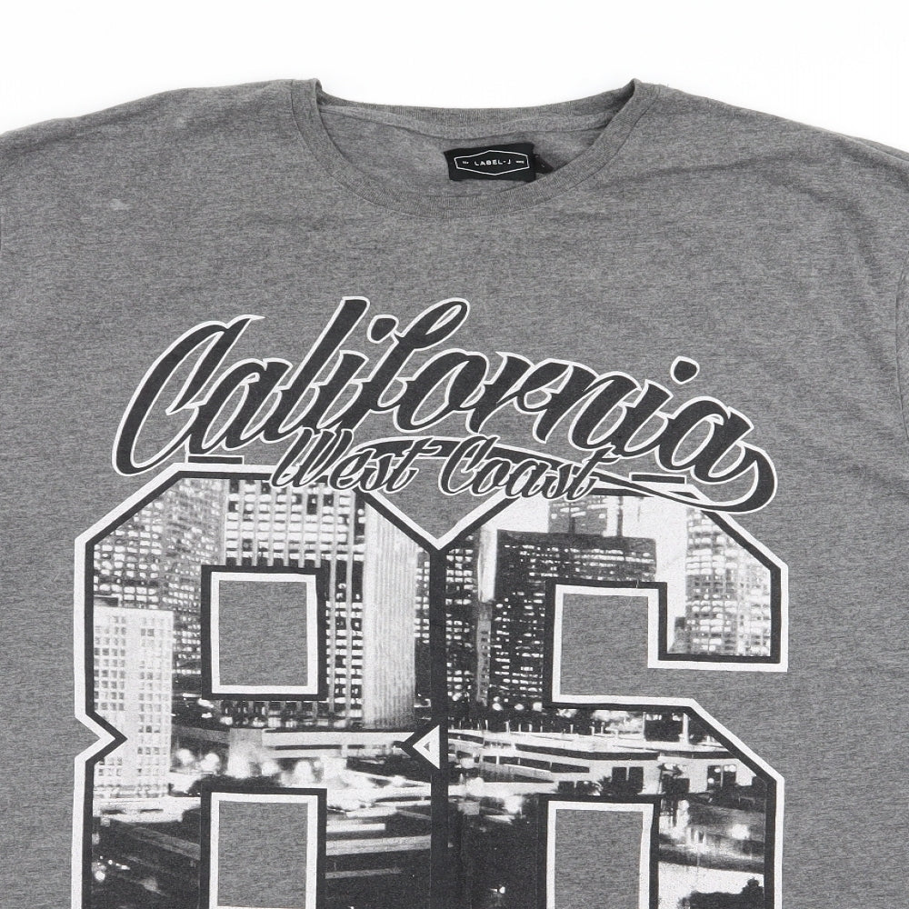 label-j Mens Grey    T-Shirt Size XL